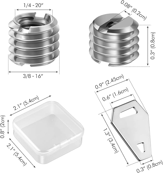 6PCS 1/4" to 3/8" Camera Convert Screw Tripod Adapter Mount, 3/8" to 1/4" Convert Screw Adapter Tripod Ball Head Reducer for Tripod, Monopod, Stainless Steel