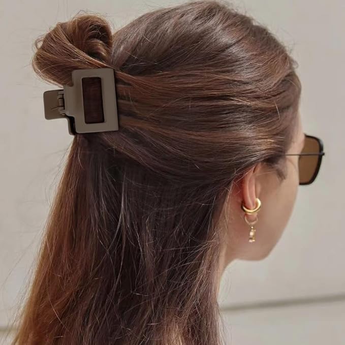 8 Pack Small Claw Clips for Women Girls Double Row Teeth Medium Hair Clips Matte Claw Clips for Thin Hair No Slip Hair Clips for Short Hair Accessories (Dark Series)