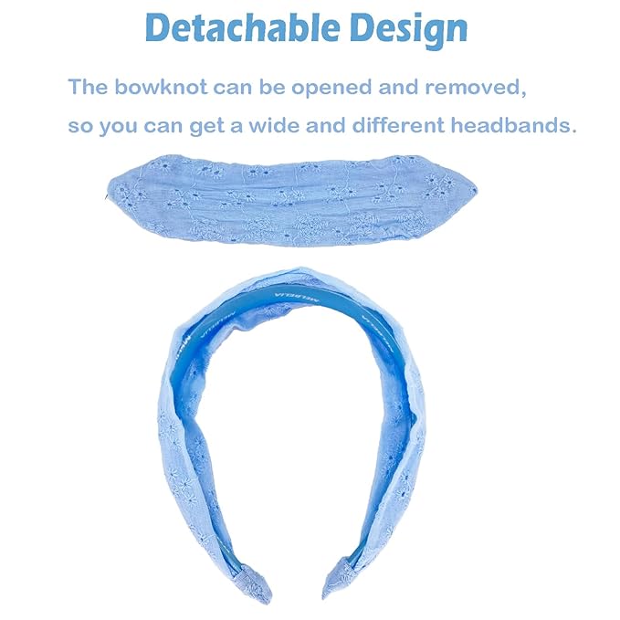 Toddler Headbands with Bow, Thin Knotted Non-Slip Hair Accessories for Girls and Women (Bule/Pink, 2Pcs)