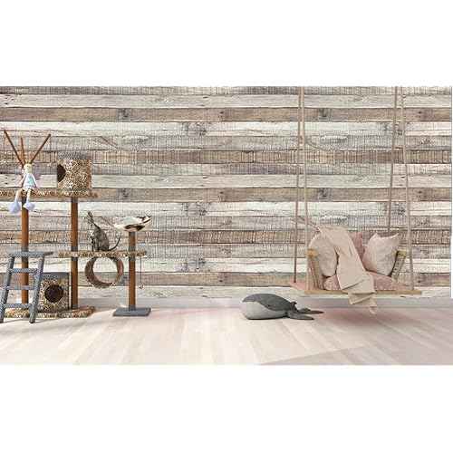 Vintage Wood Wallpaper Rustic Wood Wallpaper Stick and Peel Self Adhesive Distressed Wood Look Wallpaper Vinyl Shelf Home Wood Panel Wall Paper Covering Film 17.3"¡¿ 120"