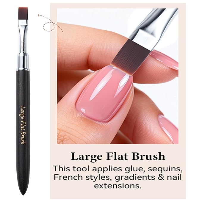 Large Flat Acrylic Nail Brush-Wide Head for Builder Base Gel & Smooth Application