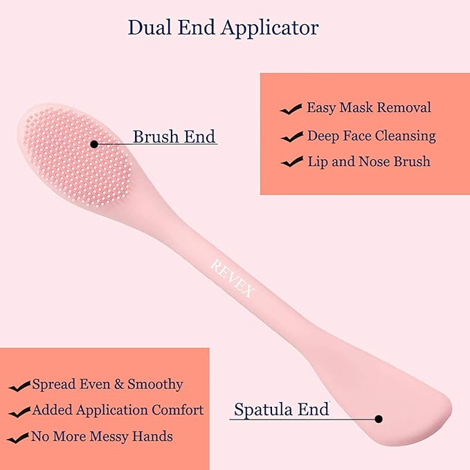 REVEX Pore Cleaning Brush,Face Scrubber,Exfoliating Pore Scrubber,2Pcs Silicone Face Mask Applicator,Mask Applicator Tool for Facial Mud,Face Brush for Women Men.(Pink+PurPle)