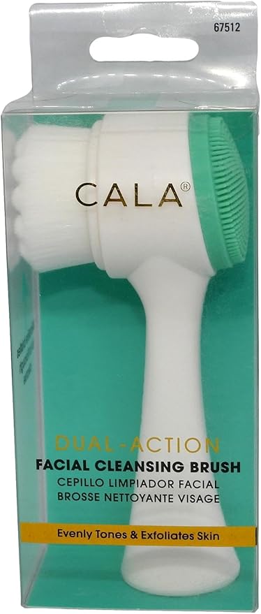 CALA Dual-Action Facial Cleansing Brush (Mint), Superfine Soft Bristles Deep Clean Pores, Removes Oil, Dirt, Makeup + Sunscreen, Water-Resistant for Shower Use, All Skin Types