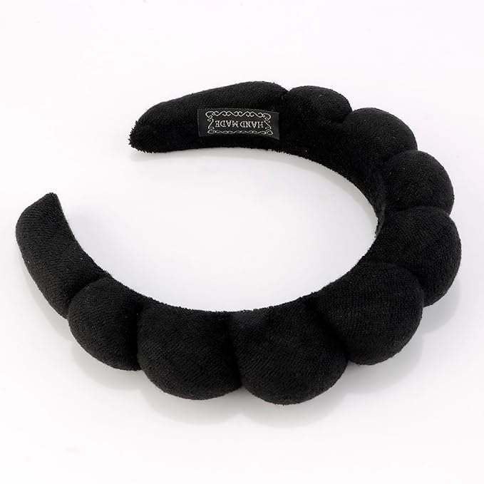Chanaco Spa Headband - Sponge Hair Band for Washing Face Makeup, Skincare & Face Wash - Black, Khaki - Trendy Gift for Teen Girls & Women