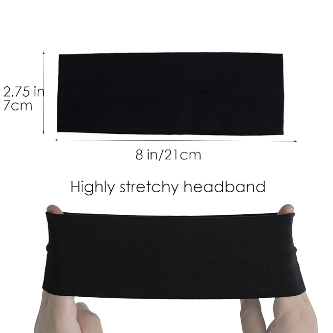 6 Pcs Black Headbands for Women Hair Cotton Headband Non-slip Stretchy Elastic Head Wrap Holder Hair Accessories Black Grey Color