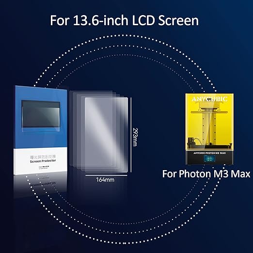 Anycubic Photon M3 Max Screen Protector,Original Protective Film 5Pcs Compatible with 13.6 inch LCD SLA UV Resin 3D Printers-Thickness 0.1mm-NOT for Photon M3 or Photon M3 Plus