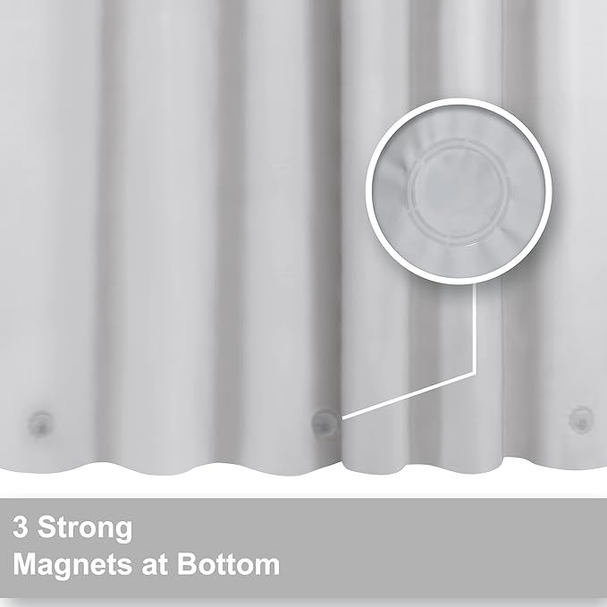 Barossa Design Silver Gray Stall Shower Curtain Liner with 3 Magnets - 36" x 72" Waterproof PEVA Plastic Narrow Shower Liner Lightweight for Small Bathroom, Metal Grommets - Gray Silver