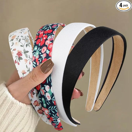 Huachi Headbands for Women Non Slip Trendy Headbands for Women’s Hair 1 inch Wide Cute Headband for Girls, Fall Head Bands Elastic Hair Bands for Womens Fashion Accessories for Women 4PCS