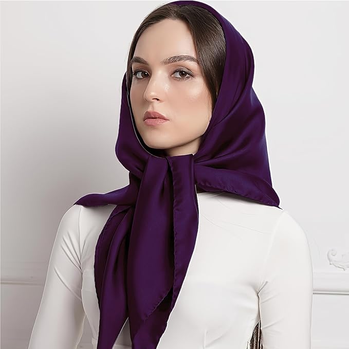 vimate 35" Square Silk Like Head Scarf - Women's Fashion Satin Scarf Bandana for Hair Wrapping at Night.