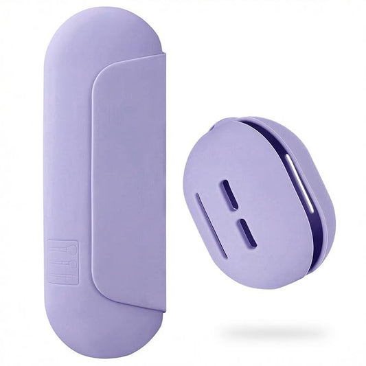 2 IN 1 Silicone Makeup Brush Holder with Beauty Make Up Sponge Holder Case：Soft Portable Cosmetic Face Brushes Holder with Upgrade Anti-Fall Out Magnetic Closure - Purple