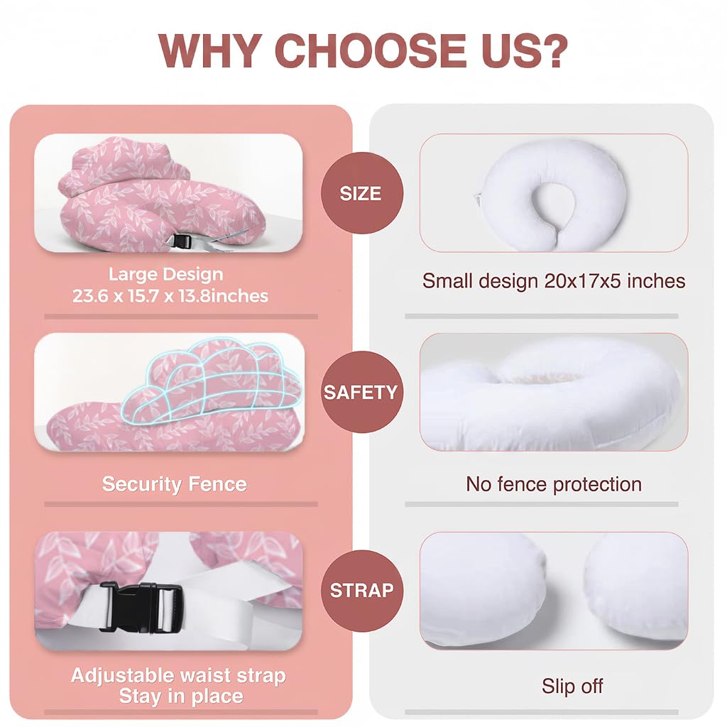PILLANI Nursing Pillow, Breastfeeding Pillows for Enhanced Safety & Comfort for Mom & Baby, Removable Cotton Cover, Adjustable Waist Strap, Breastfeeding Essentials, Baby Registry Search