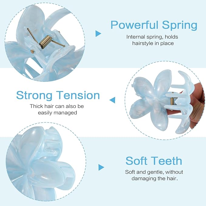 6 Pack Flower Hair Clips for Women, Flower Claw Clips for Thick Thin Hair, Cute Hair Barrettes Elegant & Durable, Fashion Hair Accessories Stylish Hair Claw Clips for Women & Girls (Assorted Colors)
