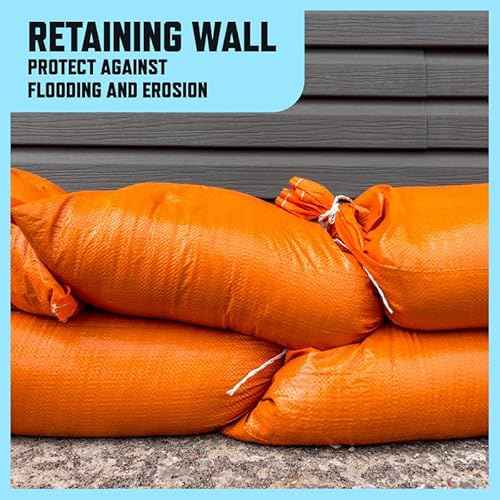 Green Heavy Duty Sand Bags for Flooding - 50 lb Empty 50 Pack of Sandbags with Tie Strings for Flood Control - 1600 Hours of UV Protection Woven Polypropylene Bags - 14 x 26 Inches