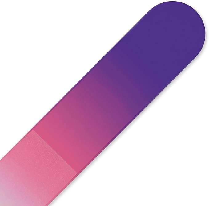 Mont Bleu Rainbow Crystal Nail File in Black Pouch - Small/Purse Size - Czech Tempered Glass - Handmade in Bohemia (Czech Republic)