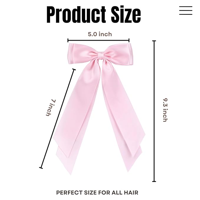 LuSeren 2 PCS Double Layer Hair Bows Pink Hair Ribbon Clips Ponytail Holder Accessories for Women Girls Toddlers Teens Kids