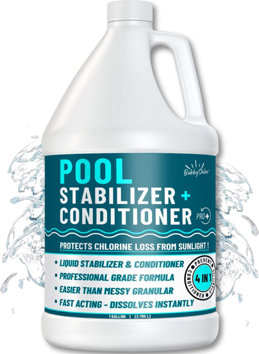 BubbyShine, Pool Stabilizer - Cyanuric Acid Pool Stabilizer, Liquid Chlorine Stabilizer for Pool Chemicals, Swimming Pool Conditioner Stabilizer, for Salt Pool & Chlorine, 1 Gallon
