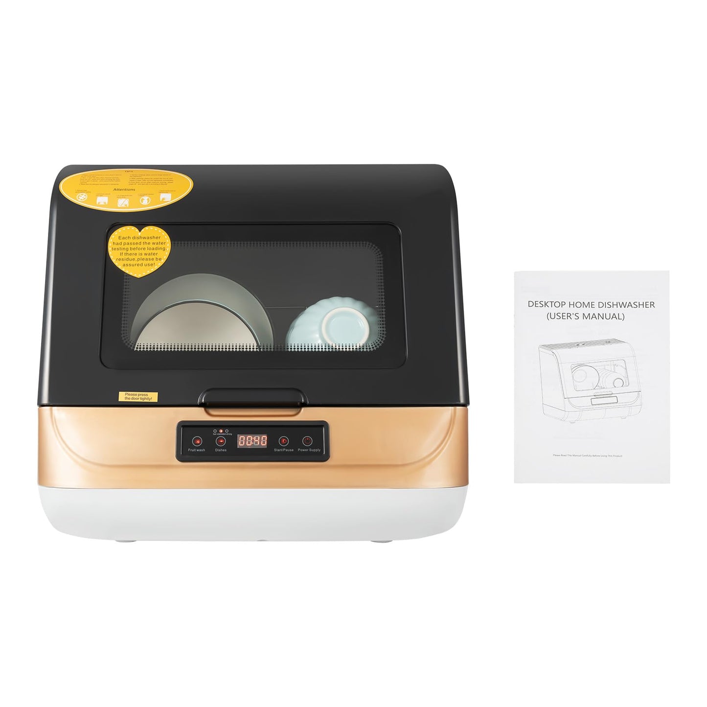 Portable Countertop Dishwasher for 4-6 Sets, Compact Mini Dish Washer with 8L Water Consumption,No Installation Needed，800W Dish Washing Machine with 3 Modes for Tableware & Fruit