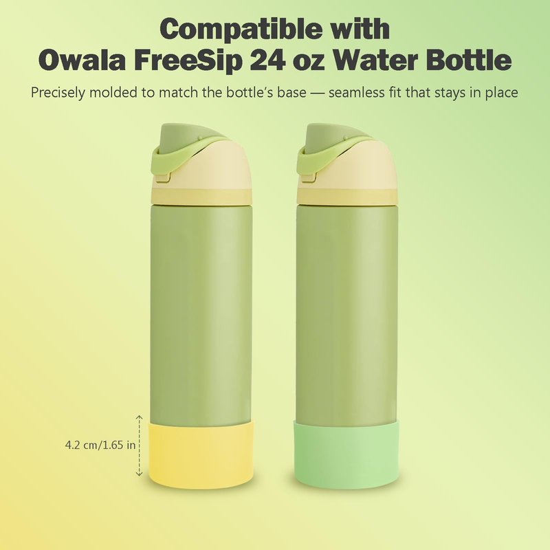 Kaitiaki 2PCS Silicone Boot for Owala 24oz FreeSip Water Bottle, Anti-Slip Scratch-Resistant Bottom Sleeve, Protective Sports Bottles Accessories, BPA-Free (Keylime+Sunny Yuzu)