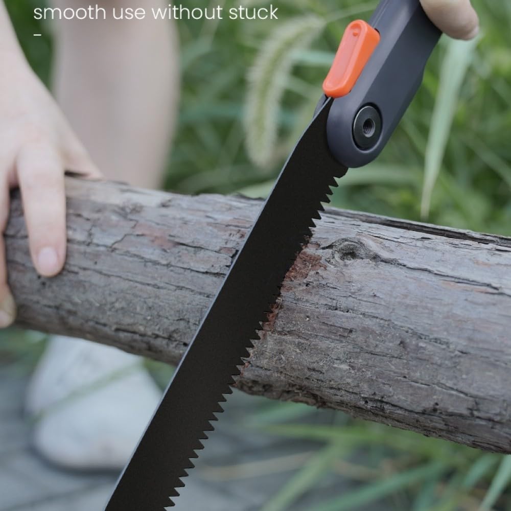 JIMIHOME 8.9" Folding Hand Saw - Premium SK5 Alloy Steel Blade with Teflon Anti-Rust Coating, 3-Angle Adjustable Triple-Cut Teeth Pruning Saw for Tree Trimming, Camping, Survival & Garden Work