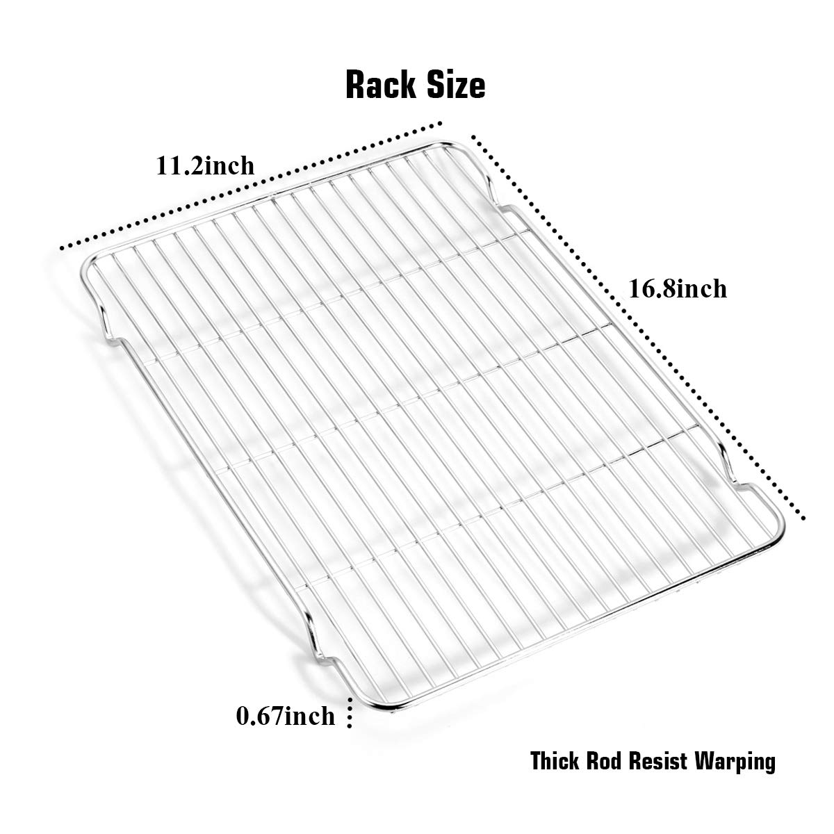 Wildone Baking Sheet & Rack Set [2 Sheets + 2 Racks], Stainless Steel Cookie Pan with Cooling Rack, Size 17.3 x 12.2 x 1 Inch, Non Toxic & Heavy Duty & Easy Clean