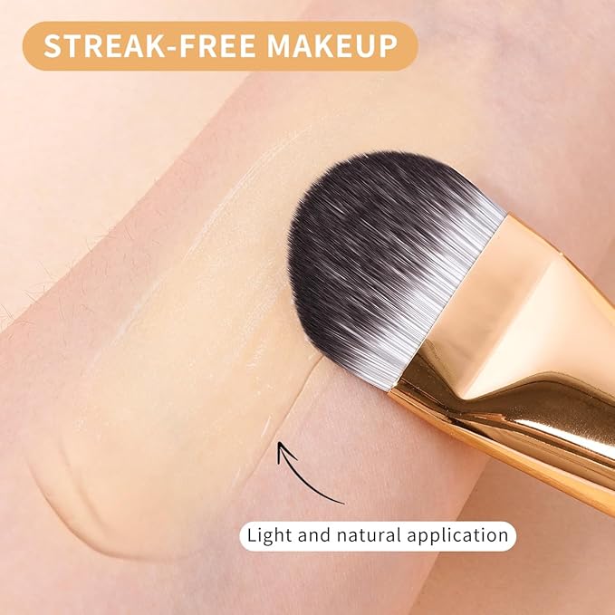 MAANGE 5 PCS Foundation Makeup Brush Set Double-ended Kabuki Mask Contour Brush for Liquid Powder Concealer Cream Cosmetics Blending Makeup Brushes (Gold)