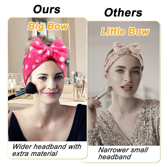 Shintop Sweet Super Soft Caroset Polka Dots Wash Cosmetic Headband Hairlace (Rose Polka dots)