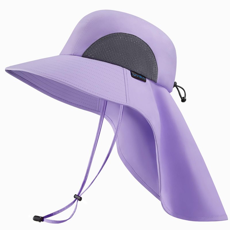 UVSAI UPF 50+ Foldable Sun Hats Wide Brim with Large Neck Flap for Men Women UV Protection Gardening Fishing Beach Hat Pale Lavender