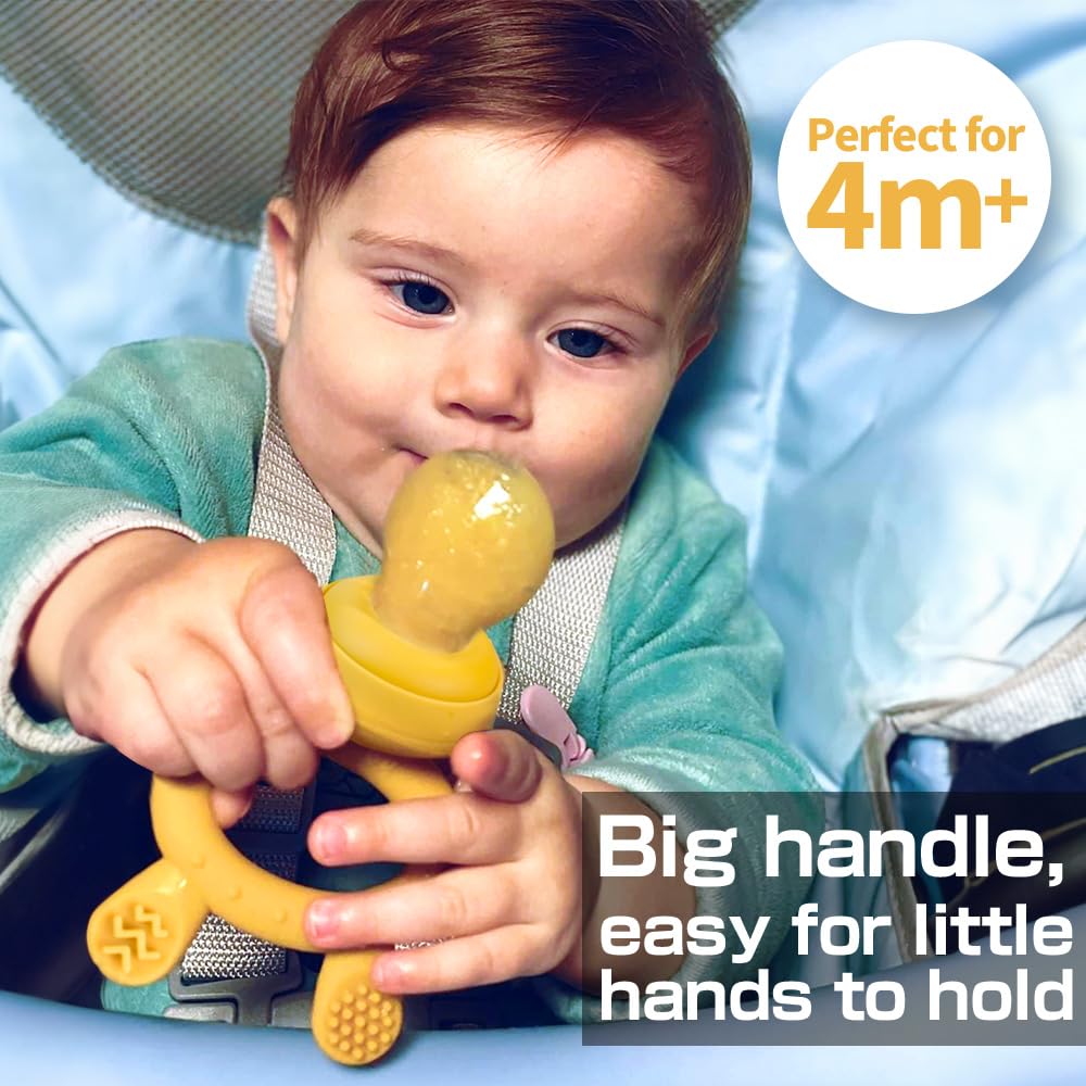 Haakaa Baby Fruit Food Feeder & Mini Freezer Nibble Tray Combo, Breastmilk Popsicle Molds for Baby Cooling Relief, BPA Free Silicone Feeder for Safe Infant Self Feeding, 4 Month+ (Sky Blue)