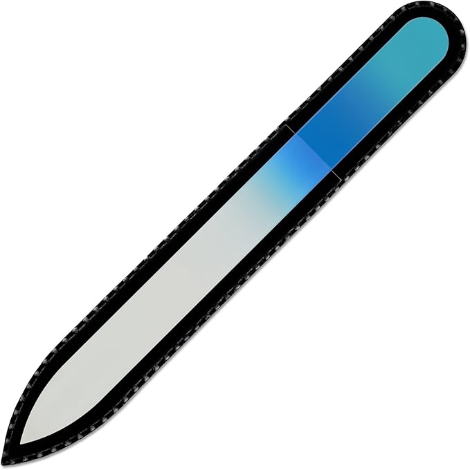 Mont Bleu Rainbow Crystal Nail File in Black Pouch - Czech Tempered Glass - Handmade in Bohemia (Czech Republic)