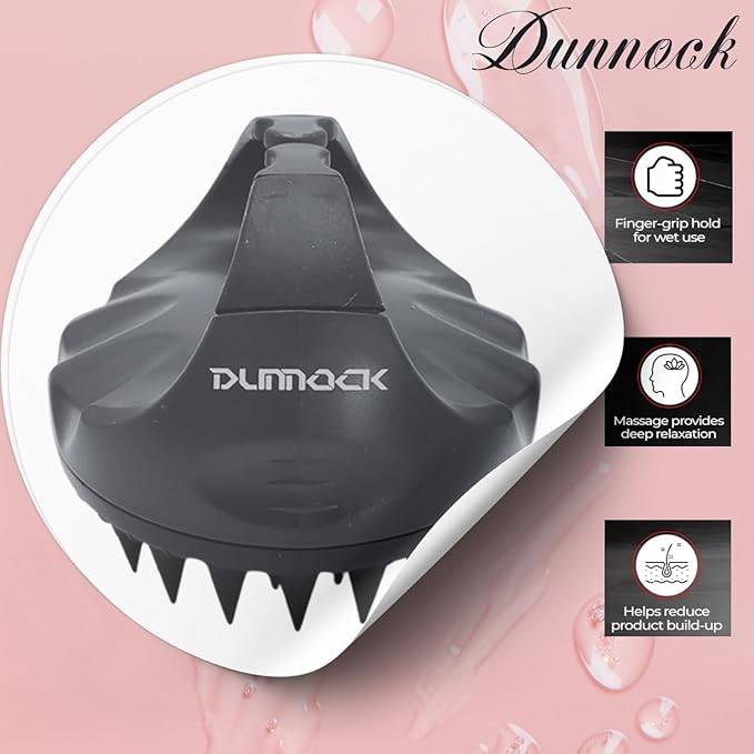 Dunnock Manual Scalp Massager & Shampoo Brush (Black) Ã¢ÂÂ Designed to give You a Salon-Like Scalp Treatment at Home Turn Every Wash Dandruff Comb Into a Spa Experience Silicone Hair Shampoo Brush.