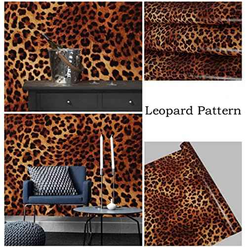 Peel and Stick Leopard Wallpaper,Removable Leopard Contact Paper for Cabinet Dresser Shelf Liner, Wall Decor (17.72in x 118in, Leopard Pattern)