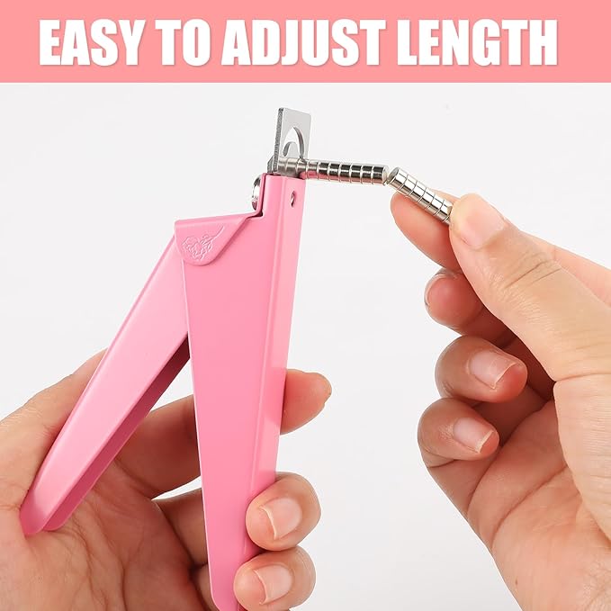 False Nail Clippers with Magnets Stainless Steel Nail Cutter for Acrylic Nail Nail Clippers with 15Pcs Small Magnets for Home Salon Nail Art（Baby Pink）