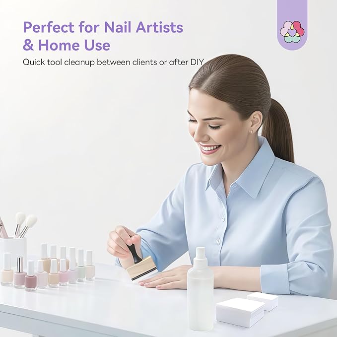 SAVILAND Nail Cleaning Tool: No-Touch Nail Cleaner Tools Wood Stamp Set Nails Stamping Plate Cleaning Tool 100PCS Lint Free Nails Wipes Reusable Sponge for Gel Polish Removal Salon Home DIY