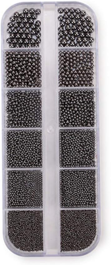 0.8mm Mini Small Nail Beads Stainless Steel Beads Black Nail Charms Nails Art Decorations Gun Grey Rose Gold Caviar Nail Charms DIY Tool Nail Studs Accessories Caviar Tips for Manicure (Black)