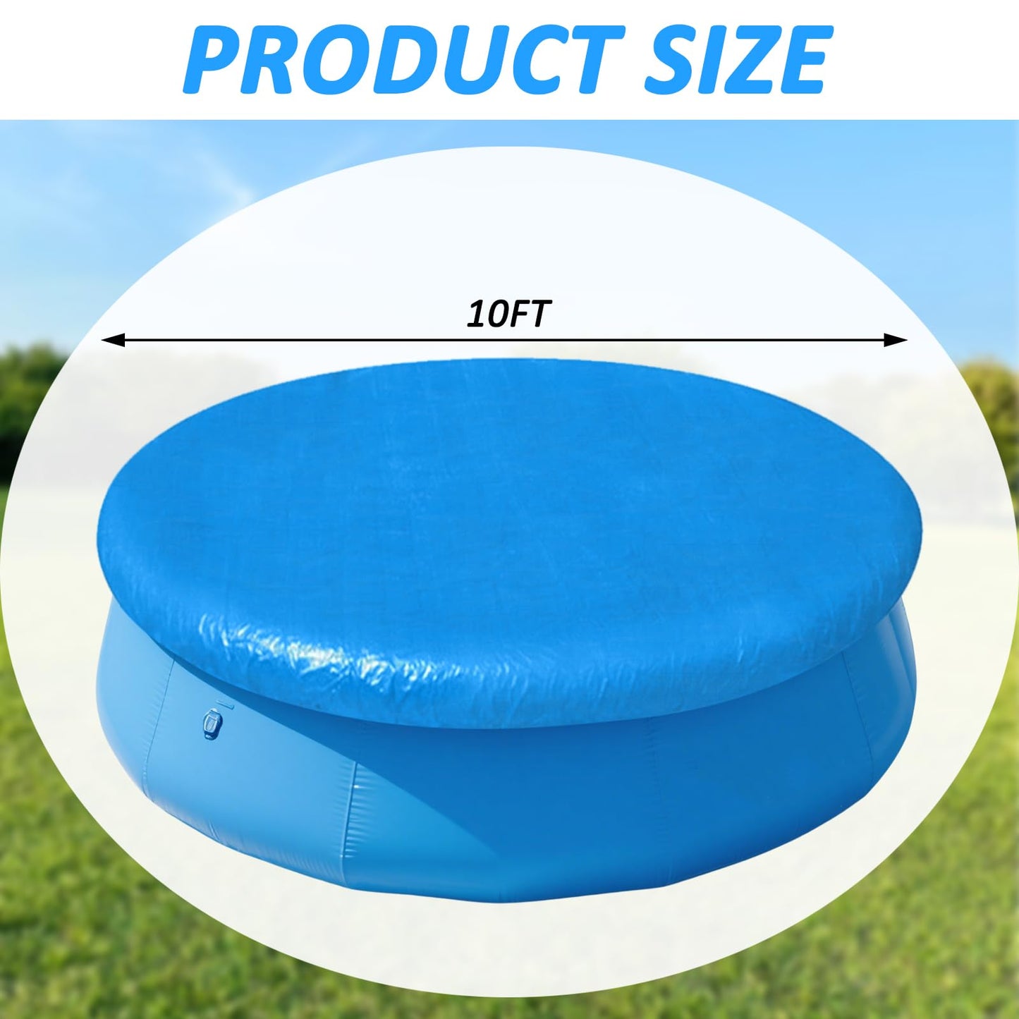 10FT Round Inflatable Above Ground Pool Cover，Round Pool Cover with Drawstring Design for Easy Installation,Solar Covers for Outdoor Inflatable Swimming Pools,Prevent Leaves, Debris and Dust