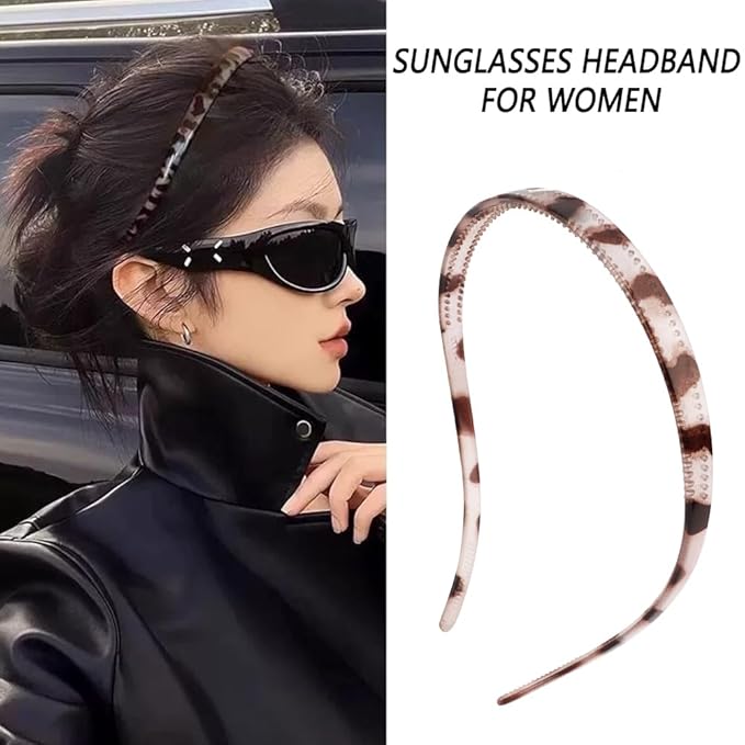TOBATOBA Headbands for Women Glasses Wearers No Pressure Headache Comfortable Square Sunglasses Headband Plastic Head Bands for Women's Hair Non Slip with Teeth Hair Accessories for Women Girls