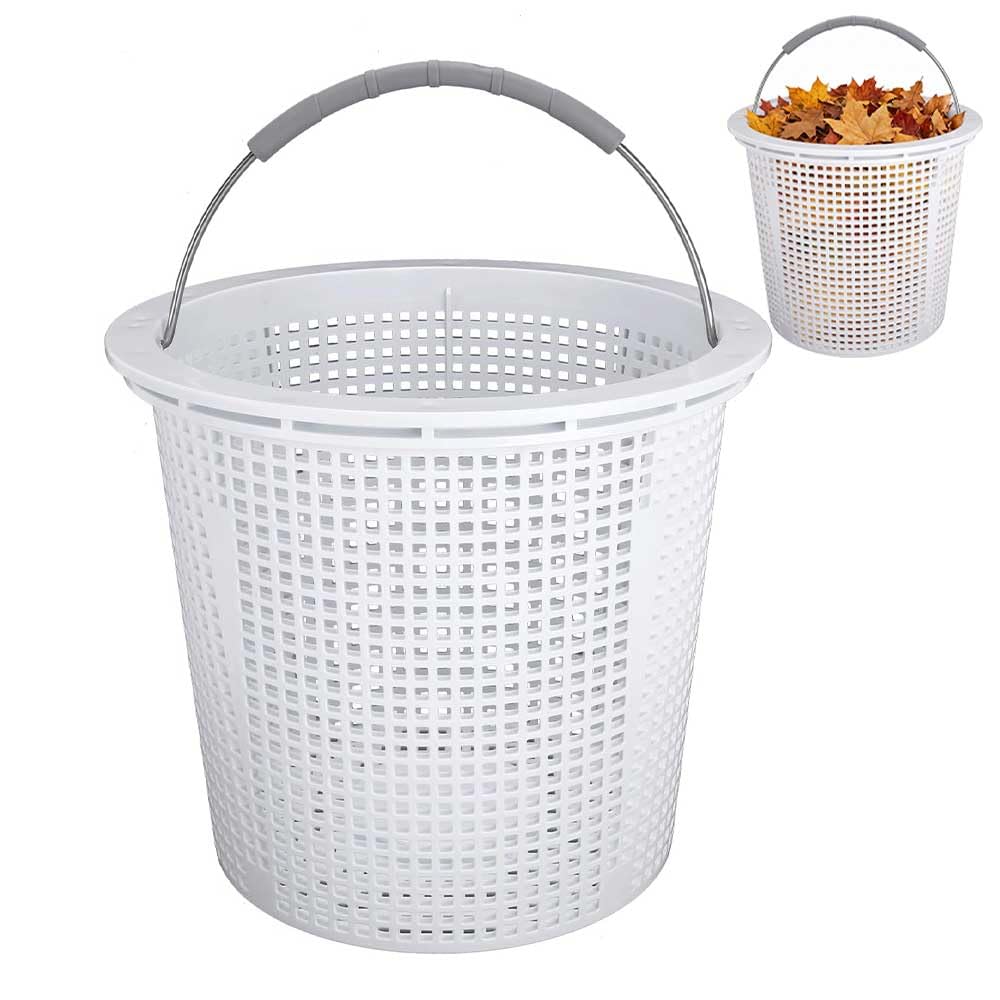 ZTTM 8 Inch Pool Skimmer Basket Compatible with Pentair 85014500 and S200/B200 Pool Skimmer Basket, Built-in Weight, Stainless Steel Handle with Rubber Grip