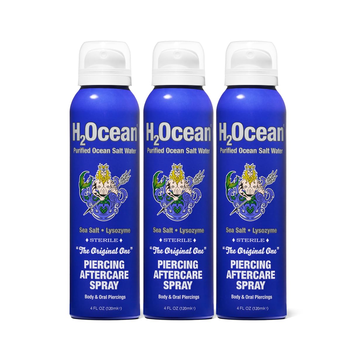 H2Ocean Piercing Aftercare Spray and Keloid Bump Removal– Sea Salt Spray for Body and Facial Piercings– Ear, Nose,Navel,Oral & Body Piercing Cleaner, Aftercare Solution for New Piercings–4oz,Pack of 3
