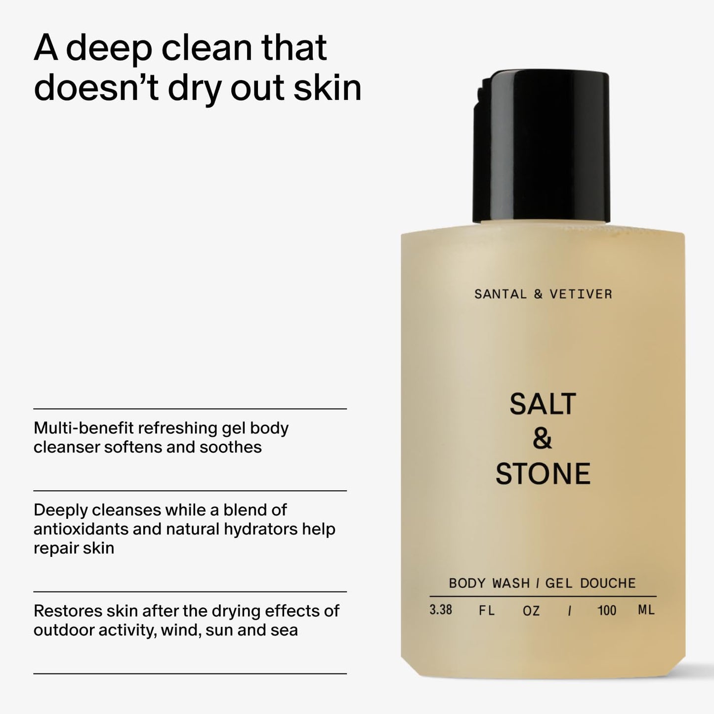 Salt & Stone Body Wash Mini Discovery Set | For Women & Men, Sulfate, Paraben, & Dye Free, Leaving Skin Soft and Hydrated | Travel-Sized Body Wash