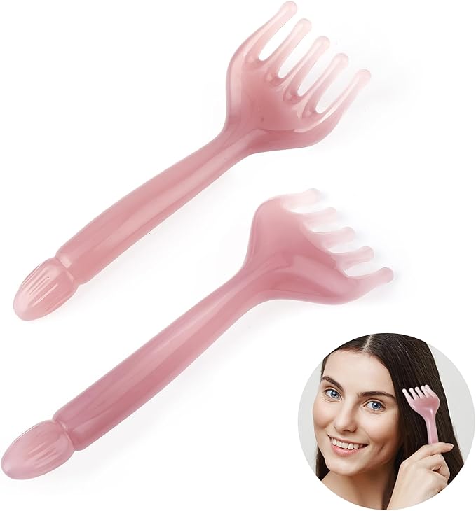2Pcs Head Massager Manual Hair Scalp Massager Gua Sha Five Claw Massage Tool Comb Portable Handheld Resin Relax Tool for Father's Day Mother's Day Gifts (Pink Purple)
