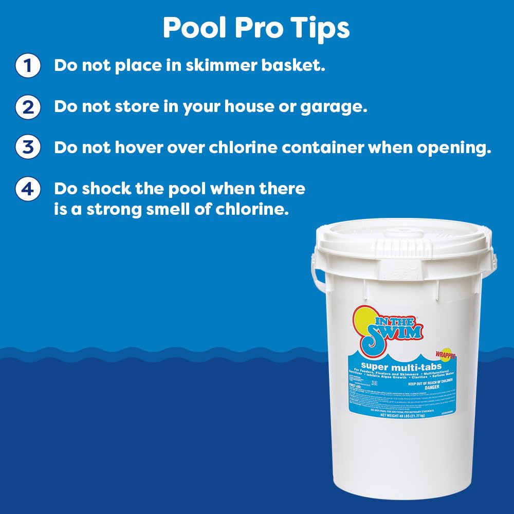 In The Swim 3 inch 5-in-1 Super Multi-Tabs – Swimming Pool Sanitizer – Chlorine - Algaecide - Stabilizer - Clarifier - 24 Pounds