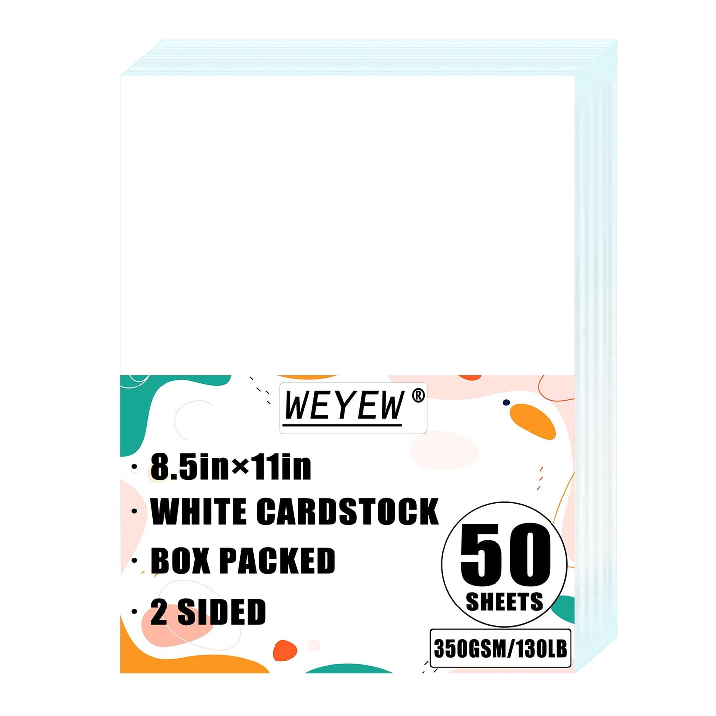 50 Sheets 130lb White Cardstock, 8.5" x 11", Extra Heavy Duty Bright White Paper for Card Base DIY Craft Card Making, 130LB Cover 350 GSM