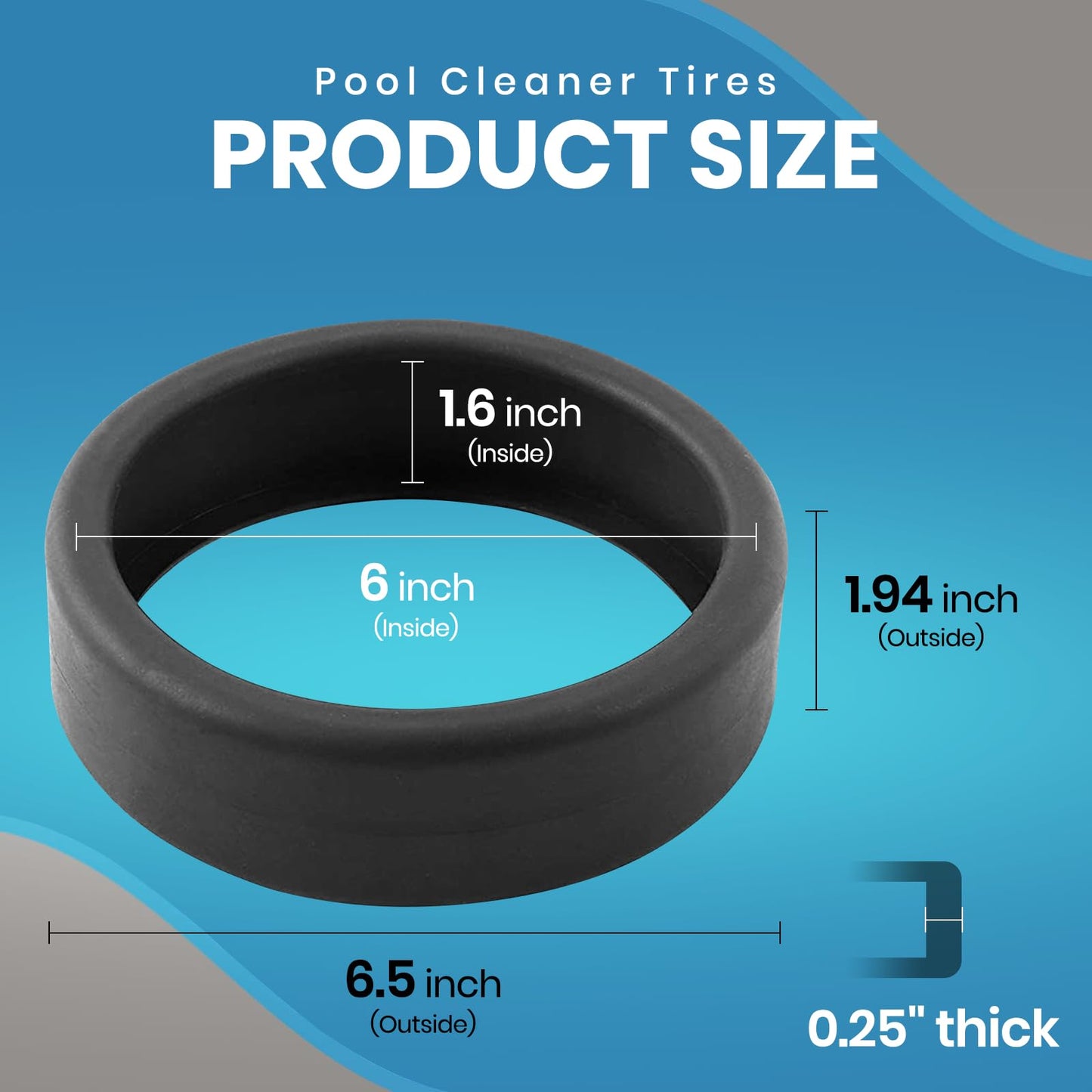 (3-Pack) Calvana Pool Cleaner Tires, 48-232 Replacement Compatible with Zodiac Polaris Black Max, 3900 Sport, 480, and P39 Pool Cleaners, Superior Traction & Durability