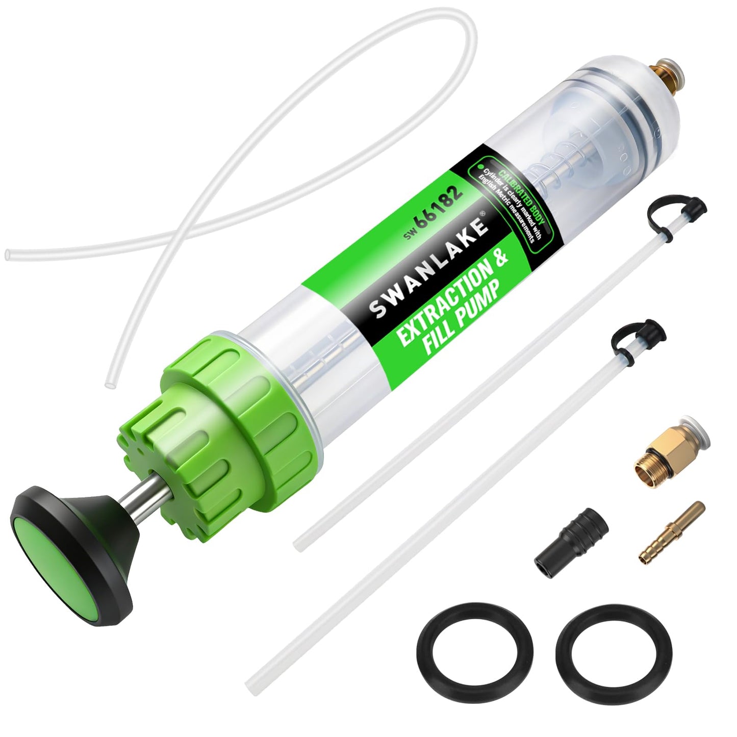 SWANLAKE 500cc Fluid Extractor & Fill Pump, Automotive Fluid Pump Extractor, Oil Change Pumps with 23'' Long Hose, 2PCS 12'' Extension Tubes, Suction Pumps for Lawn Mowers Cars
