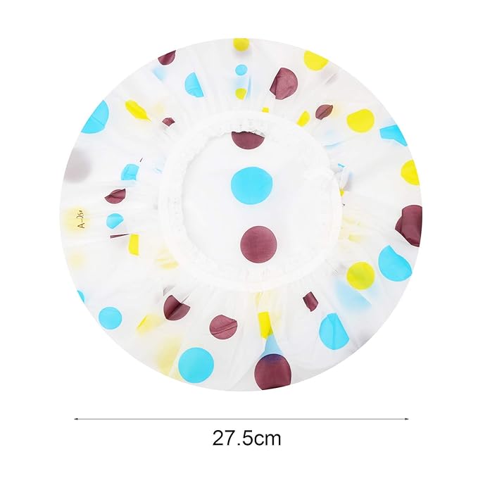 Shower Caps, 3 Pcs Waterproof Bath Caps Plastic Reusable Shower Caps Elastic Band Bath Hair Hat for Women Ladies Spa Salon