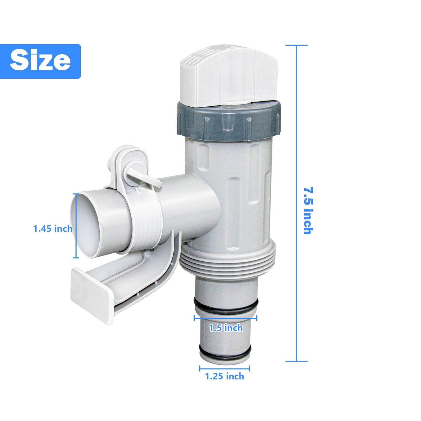 CanyRoom Plunger Valve with Pipe Holder – Pool Hose Adapter for Above Ground Pools, Pool Pump Hose Replacement Parts (2 Pack)