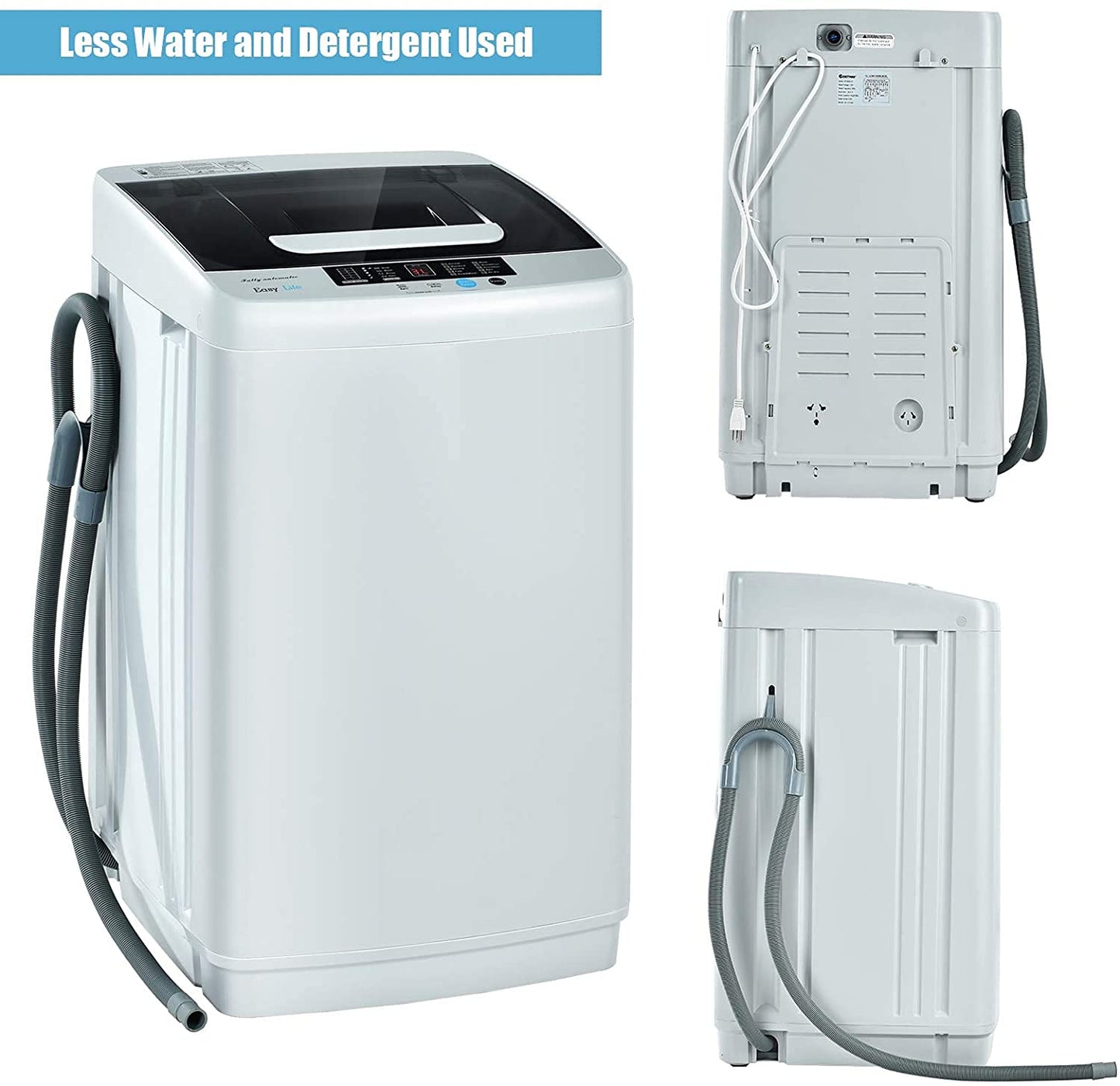 COSTWAY Portable Washing Machine, 2-in-1 Laundry Washer and Spin Combo with 10 Programs, 8.8lbs Capacity, Drain Pump and LED Display, Full Automatic Washer for Apartment, RVs, Dorm, Grey