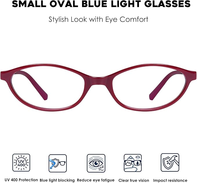 mosanana Blue Light Blocking Oval Glasses for Women Trendy Retro MO25101