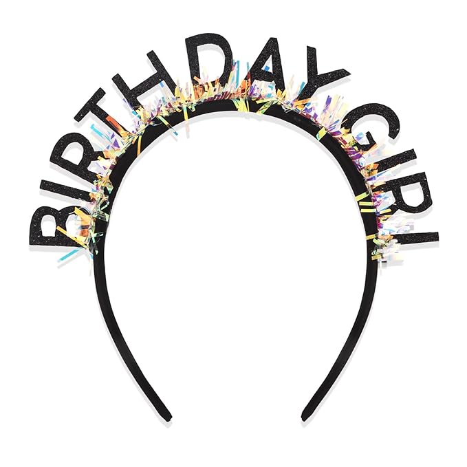 CIEHER Black Birthday Girl Headband Birthday Crown for Women Girls