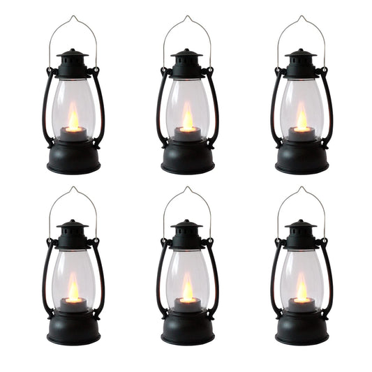 Reperla Mini Lanterns 6-Pcs LED Small Lanterns Decorative Indoor Outdoor Hanging Lantern Decorative Candle Lanterns Farmhouse Decor for Weddings Western Camping Party Halloween Christmas Decorations
